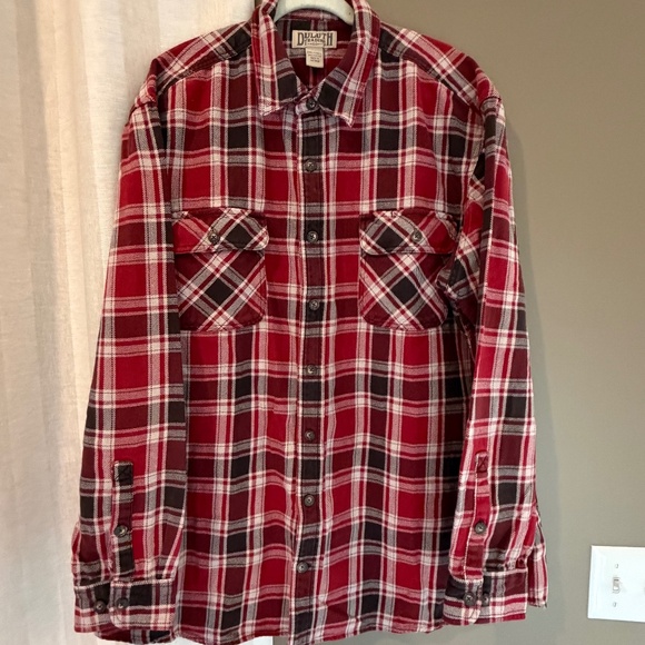Duluth Trading Co. Red Plaid Cotton Flannel heavyweight Shirt, Size 2XL Tall - Picture 1 of 12